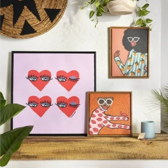 KENDRA DANDY 20" x 20" 4 Hearts Framed Wall Canvas  🥰  NEW!!!! - Picture 5 of 7